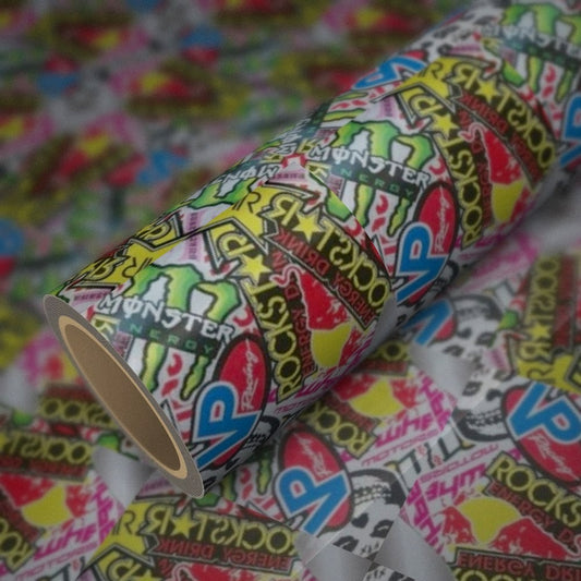 Rolle Folie Hellaflush RockStar auf einem Bogen derselben Folie