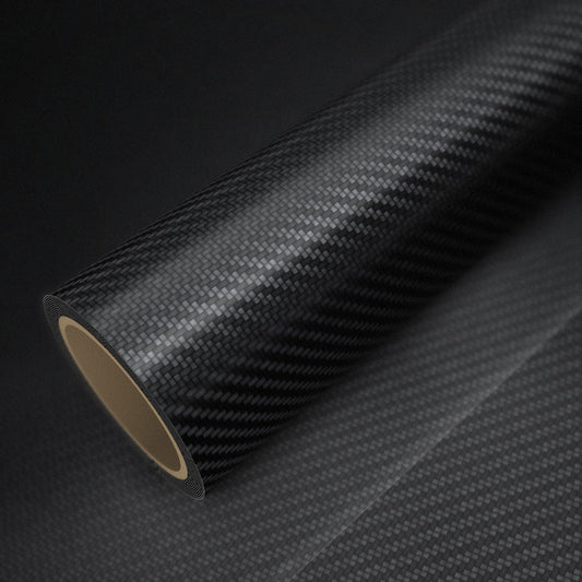 Rolle Folie Carbon Schwarz Glanz auf einem Bogen derselben Folie