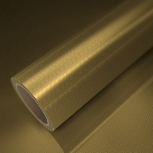 Rolle Folie Chrom Matt Gold gebürstet auf einem Bogen derselben Folie