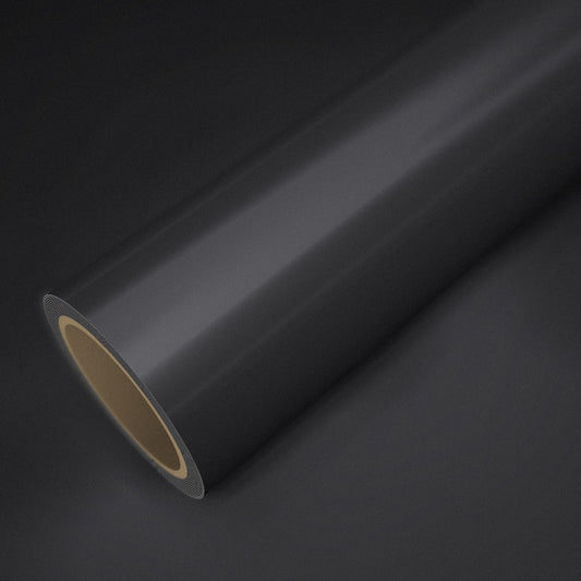 Rolle Folie Chrom Satin Anthrazit auf einem Bogen derselben Folie