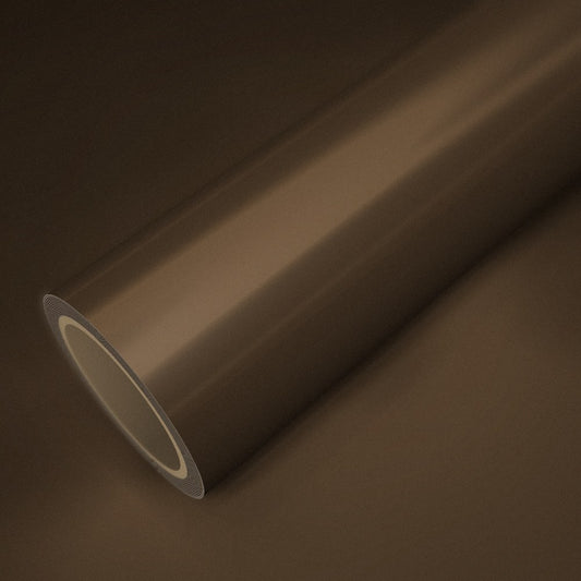 Rolle Folie Chrom Satin Erdbraun auf einem Bogen derselben Folie