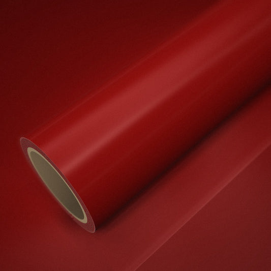 Rolle Folie Rot Glanz auf einem Bogen derselben Folie